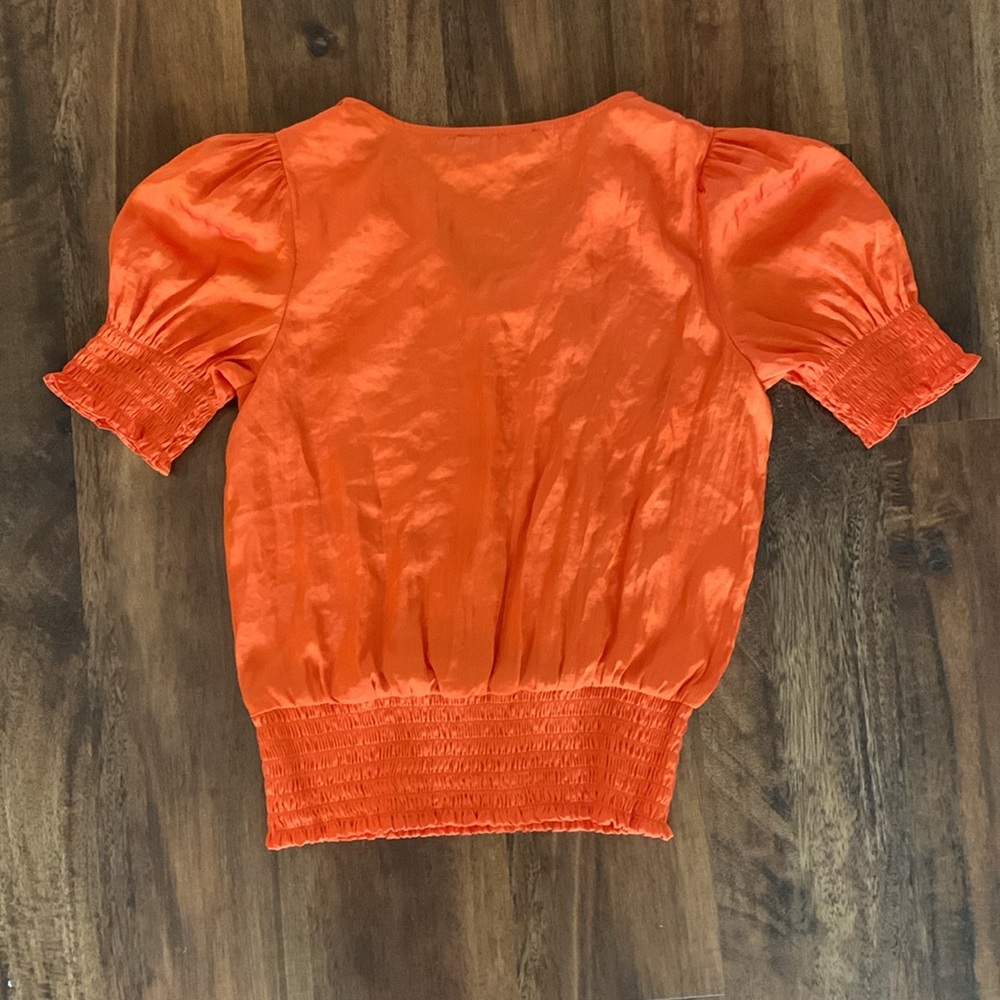 Philosophy Republic Clothing Women’s Smocked Orange Blouse - Picture 3 of 3